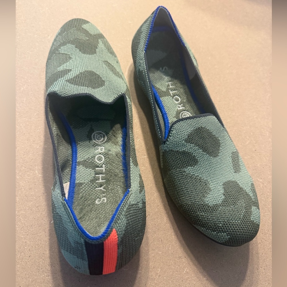 Rothy’s The Flat Olive Green Marl Knit Flats Size 10 EUC